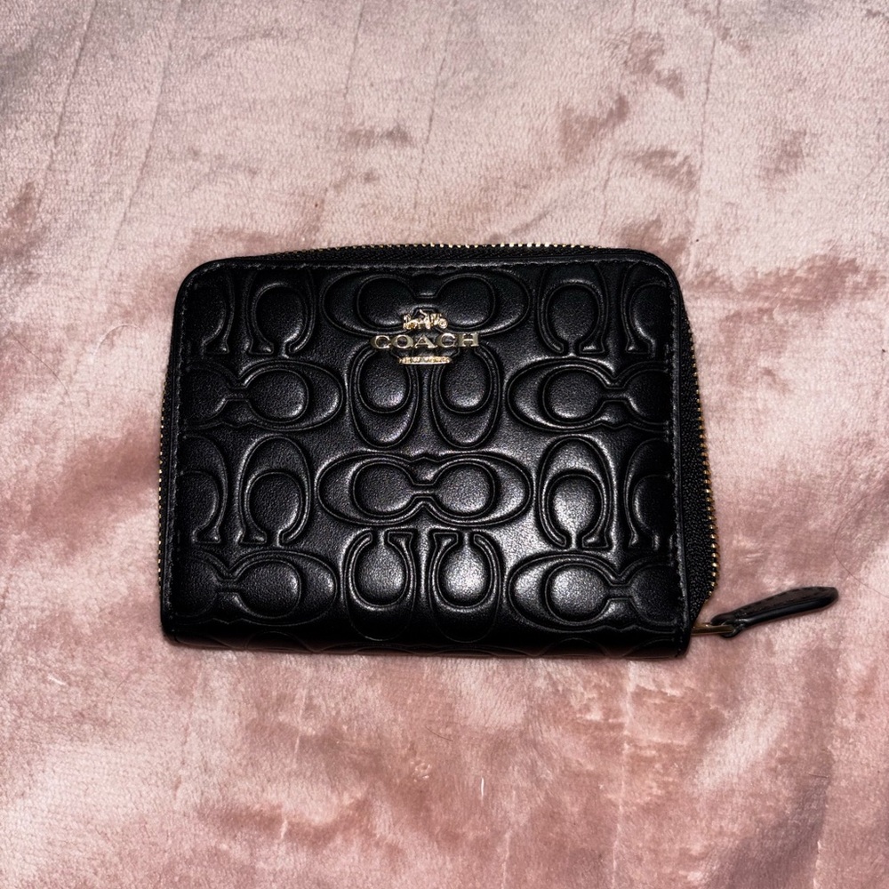 Coach Black Embossed Zip Wallet